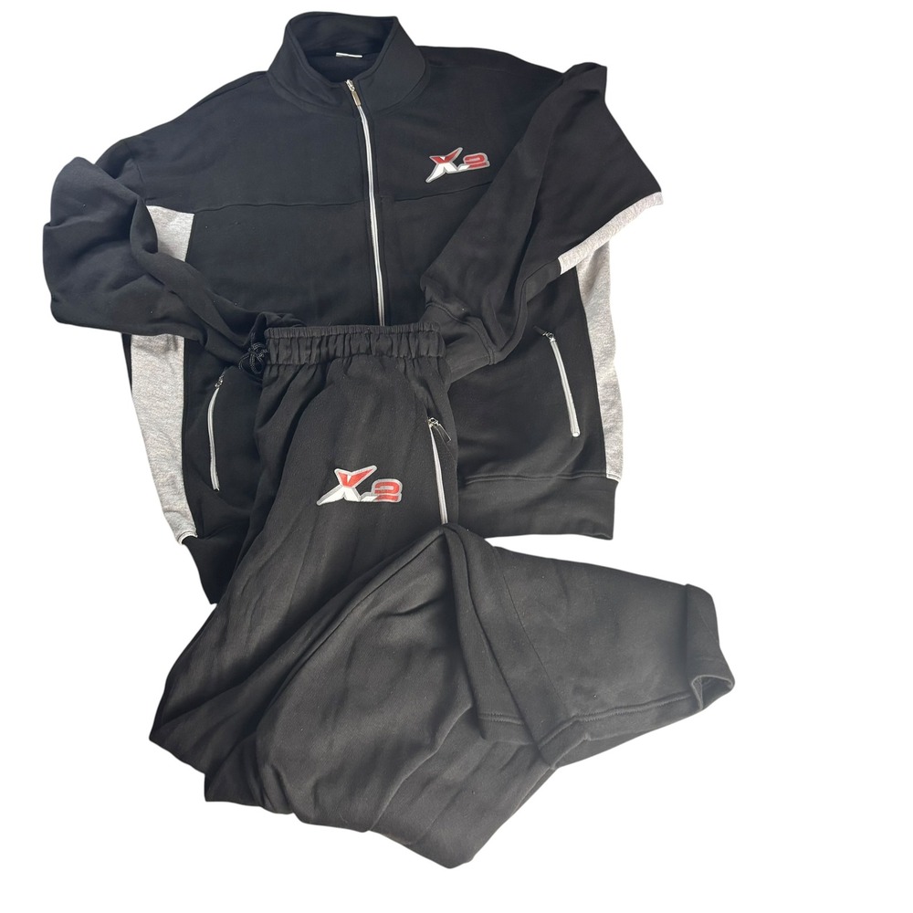 Skyline Wears X2 Tracksuit Mens XXXL Black Grey Full Zip Jacket Sweatpants Set